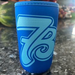 7 Brew Coffee Rise & Grind Koozie Sleeve (Blue and White) Fits average 7brew cup