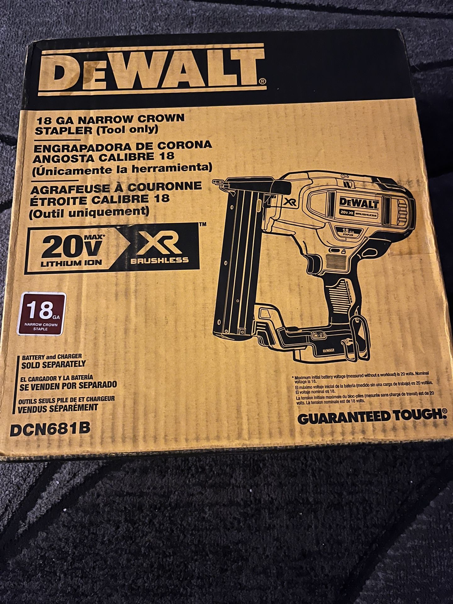 DEWALT DCN681B 18GA NARROW CROWN STAPLES TOOL ONLY