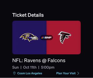 NFL Ravens vs Falcons COSM TICKETS