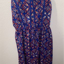 Blue Purple Floral Summer Dress