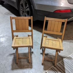 Still Available -22" H x 12" W x 11" D Vintage Wooden Folding Children's Camp Chairs