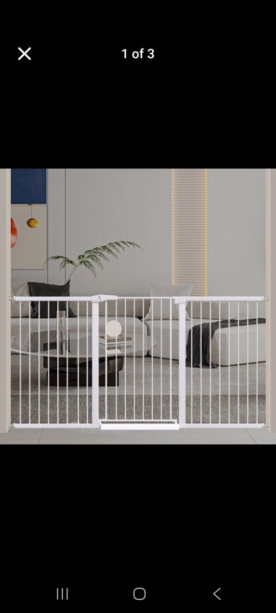 Baby 38" Extra Tall Pet Gate Extra Wide Long Dog Gate Metal Auto Close Pressure Mounted