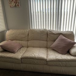 Comfy White Leather Couch