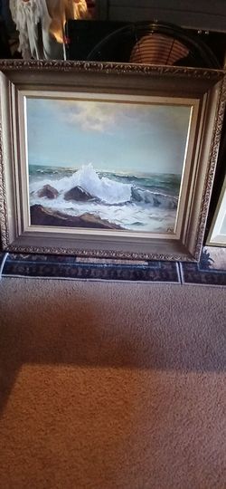Framed Ocean Seascape Painting