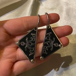 P R A D A  Black Dangle Earrings 