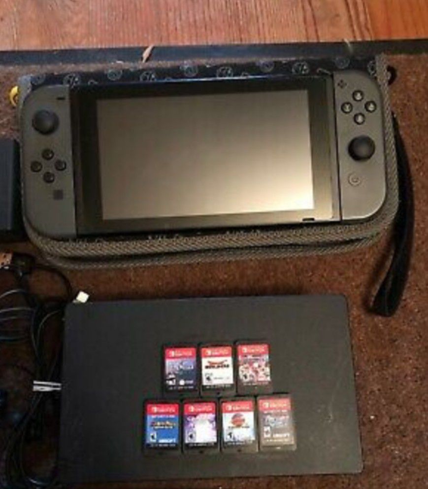 7 game nintendo switch lot with complete console