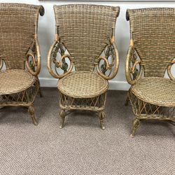 Three Vintage Wicker Chairs