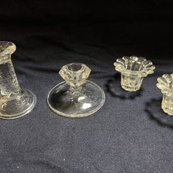 Assortment Of Vintage Crystal Candlestick Holders