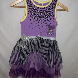 Kids Girls size 7/8 cute Purple Yellow Cheetah LOL Surprise dress