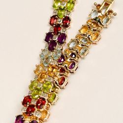 925 Sterling Silver Multistone bracelet 6.5”
