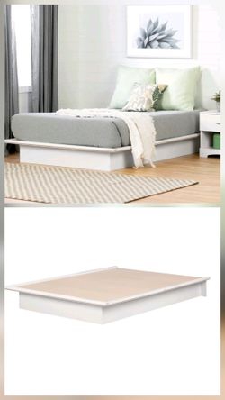South Shore Basics 54" Full Size Platform Bed with Molding, White
