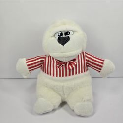 Vintage Chinese White Gorilla Plush Wearing Red Striped Shirt Bow Tie 8" Stuffed