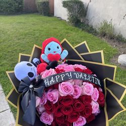 50 pink and red rose bouquet