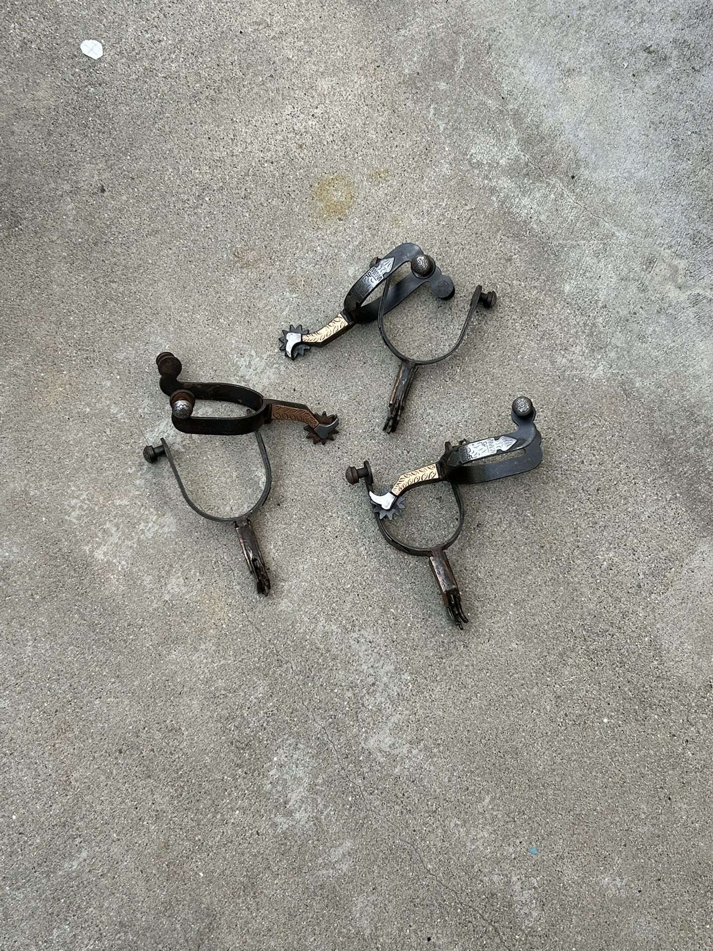 Pair Of Copper And Silver Inlay Gal Leg Spurs $55 Each Pir