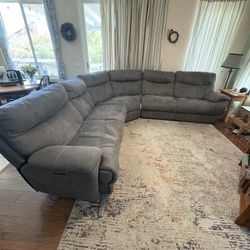 Grey Reclining Sectional Couch