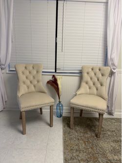 Elegant Tufted Dining Chairs – Set of 2 – Like New/Staging Only