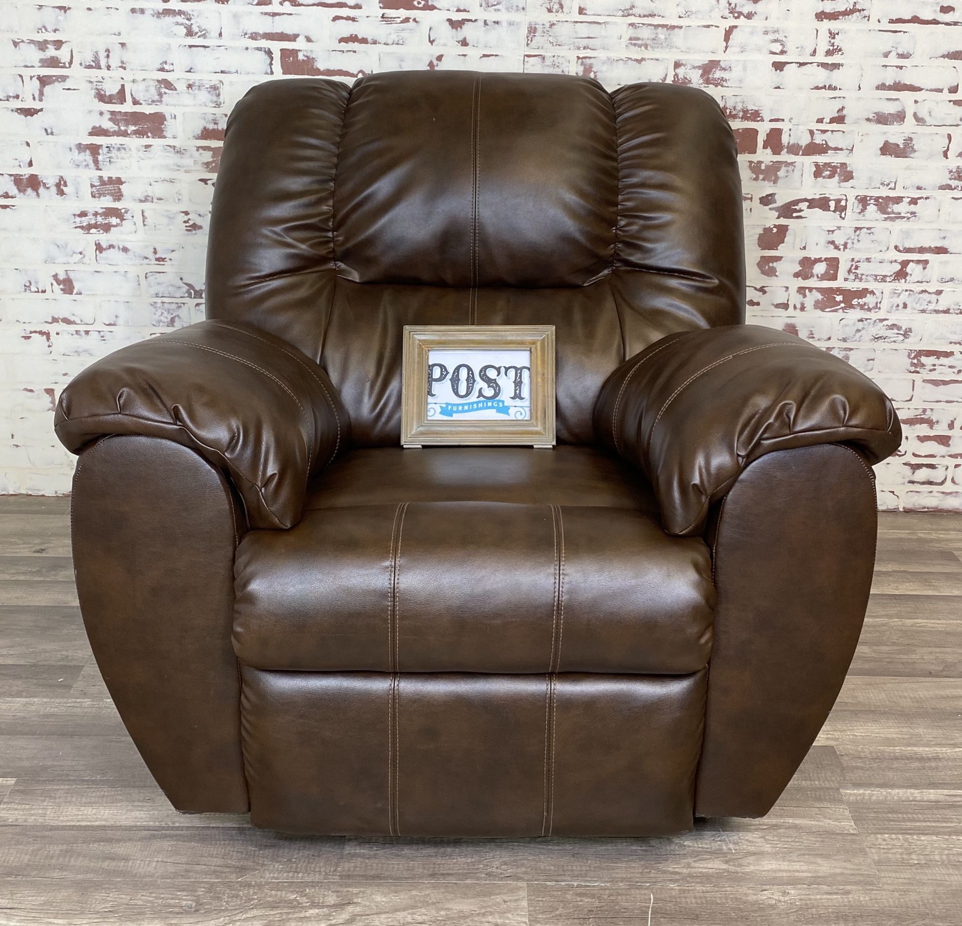Leather blend rocker recliner chair