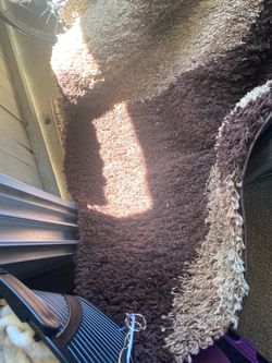 Brown and Beige Shag Area Rug