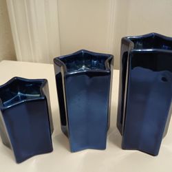 1994 Vintage House of Lloyd Christmas Around the World Cobalt Blue Star Votive Candle Holders