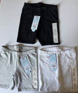 New Cat & Jack Girls' Biker Shorts 3-Pack Black Gray White Jersey Size 3T