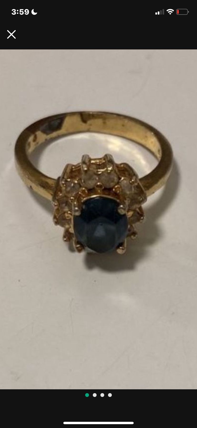 Size 6 Costume Gold Sapphire And Diamond Ring