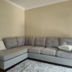 Brand New! Rocket Gray  Fabric Linen Reversible Sectional 