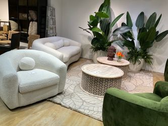 white Halo Sofa and swivel chair drum style Primitive Collections
