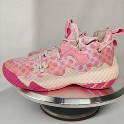 Size 5 US Women's Adidas Harden Vol. 6 basketball shoe "Pink Monogram"