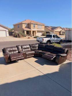 Leather Reclining Sectional Couch