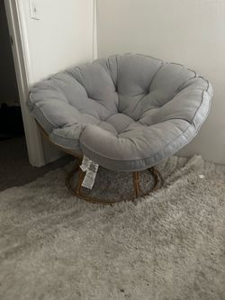 Grey Linen Saucer Chair