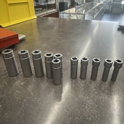 Snap On 12 Point Metric Deep Sockets Sets 8-12mm And 14-19mm 