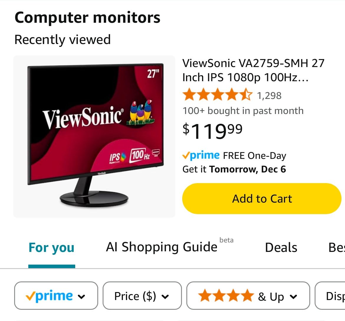 *NEW* - ViewSonic 27” Computer Monitor