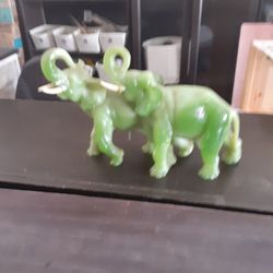 Jade Colored Elephant Sculputre