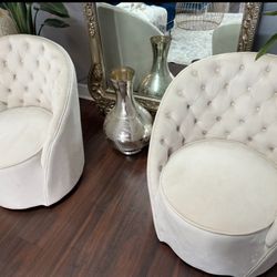 Cream Swivel Accent Chair Set