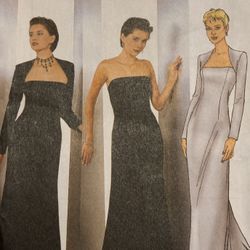 Vintage Evening Dress Butterick B6533 Pattern Sizes 12-16 Uncut