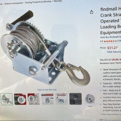 Heavy Duty Hand Winch 600 Lbs Hand Crank Strap Gear 8m