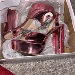 Metallic pink heels
