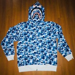 Blue Camo Shark Bape Hoodie