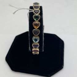 HEART STONE BRACELET 14KT YG, 7” LENGHT, 19 GRAMS 