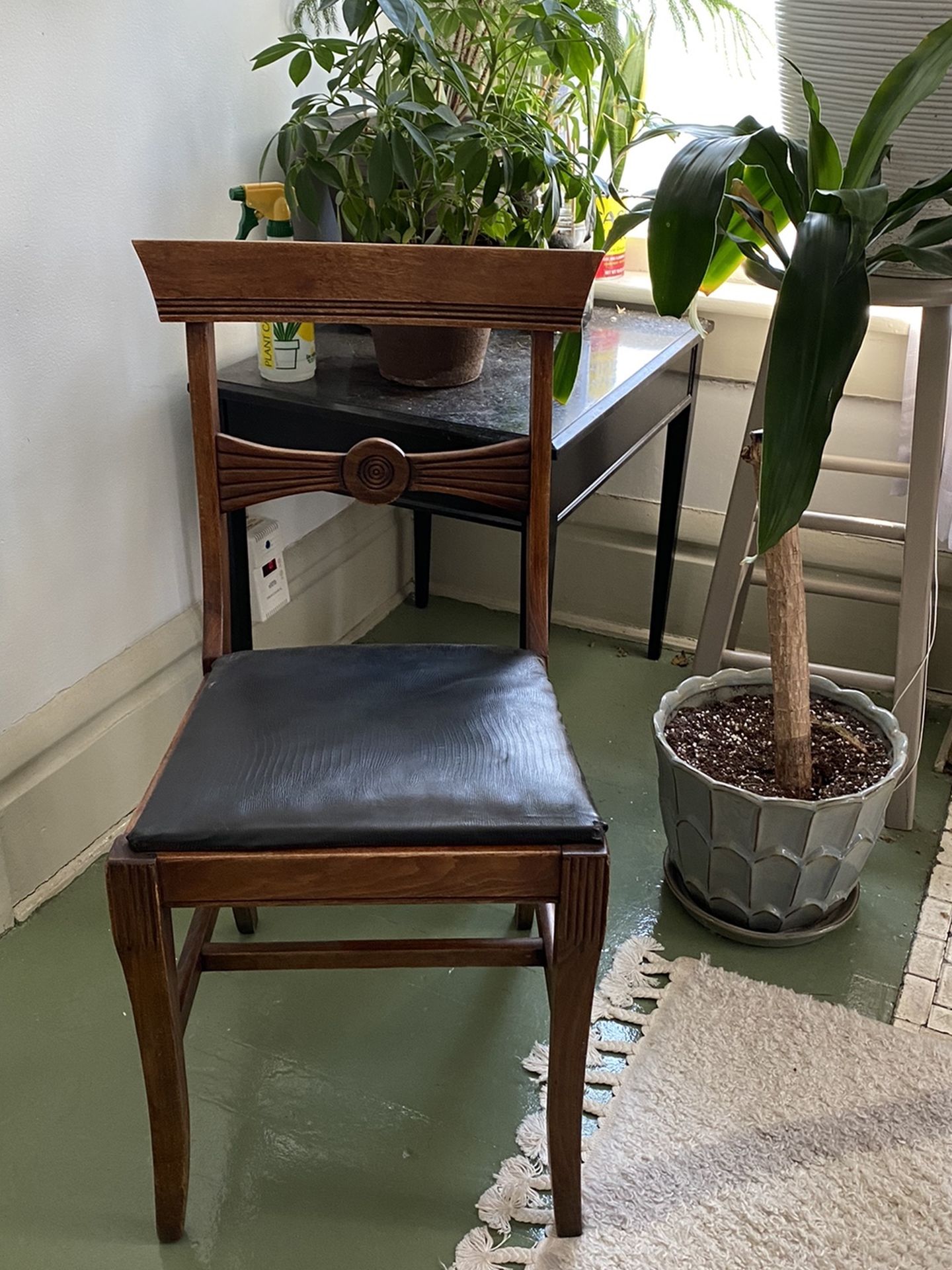 Wood Leather Chair / Vintage Chair / Wood Chair / Leather Chair