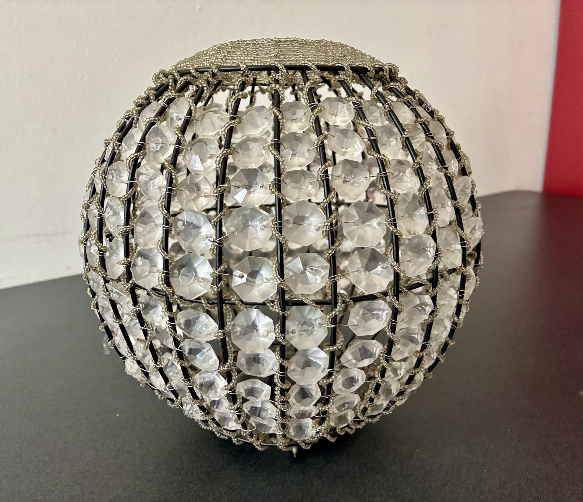 Beaded Faux Crystal Candle Holder 