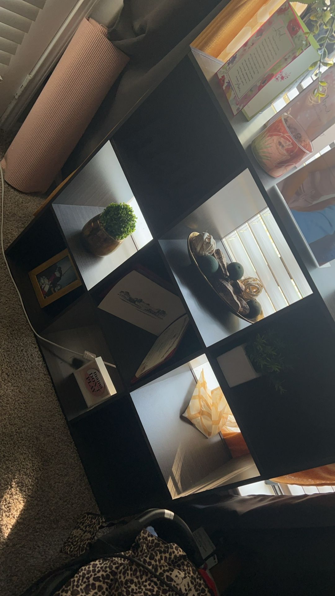 Cube Shelf & Glass Top Table