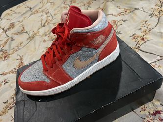 Air Jordan 1 Mid Red Denim Sneaker( 91/2 Men’s)