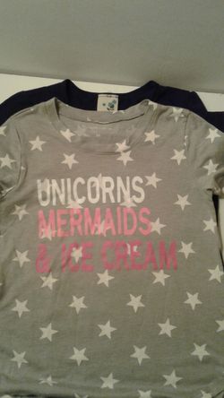 Two Girls T-Shirts Tops Navy Blue and Grey Size 6 & M