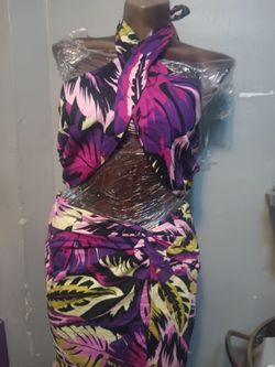 Tropical Print Wrap 2 piece set