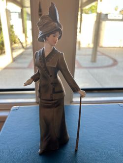 Victorian Lady Porcelain Figurine with Cane