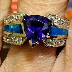 Stunning New Sterling Silver Deep Violet Purple Amethyst Opal Ring!!! 💍