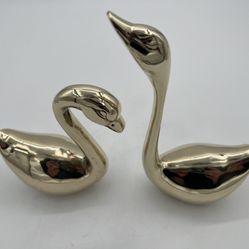 Polished Brass Swans 