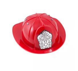 Red Plastic Fire Chief Costume Helmet