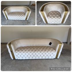 3 piece beige and gold couch set